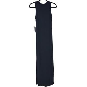 Lulus Women's Shield And Sword Black Sleeveless Leg Slit Maxi Dress Size Small